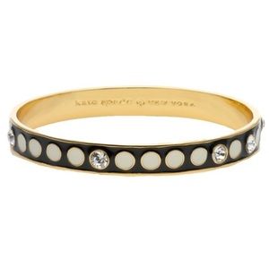 KATE SPADE • Black Spotlight Cream Spade Enamel Bangle Bracelet